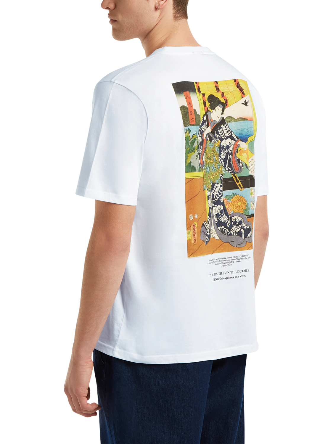 Product image 5 of 5, which shows DENHAM DVA Kabuki Cotton Regular Fit Short Graphic T-Shirt, White, S