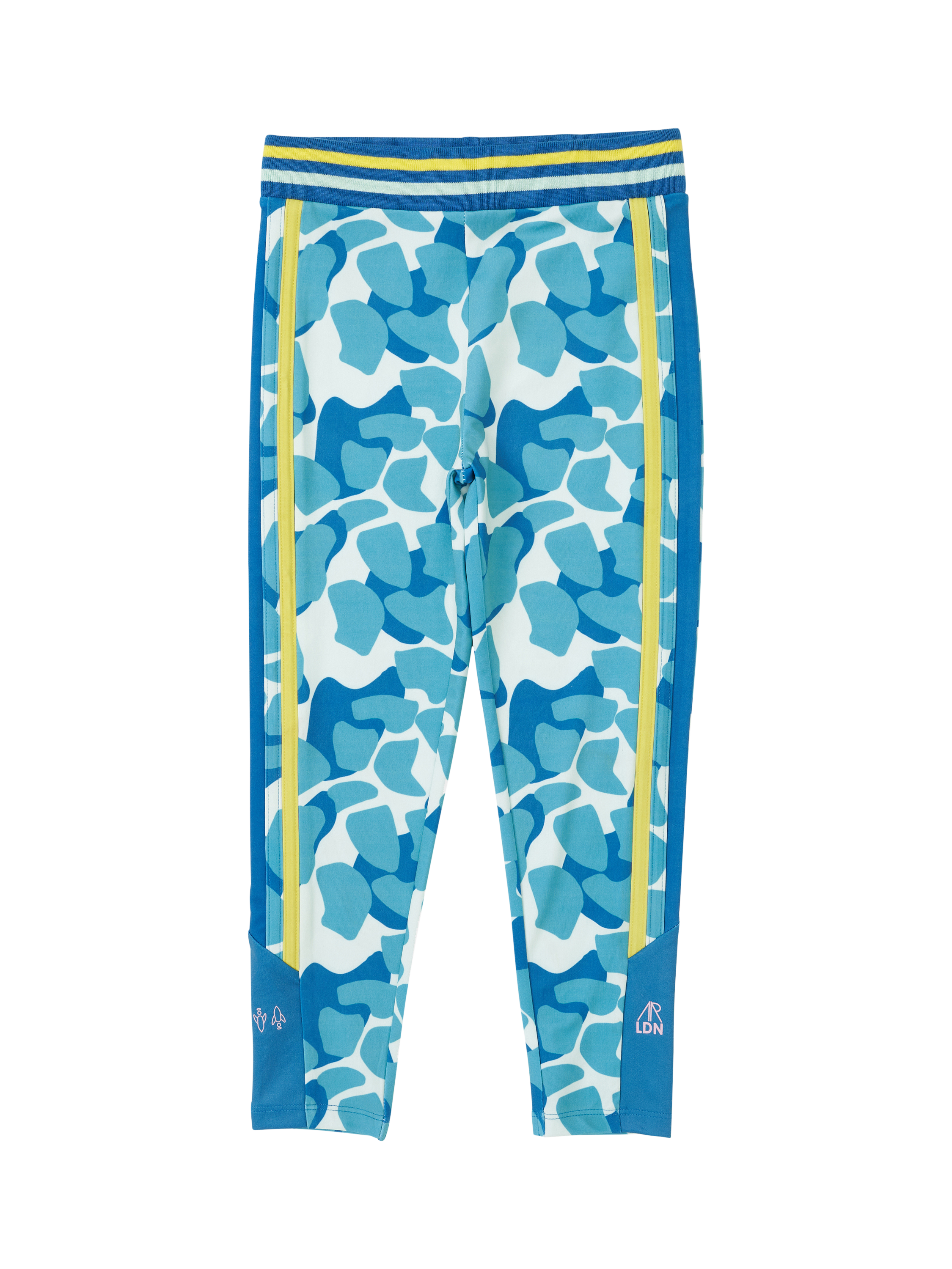 Product image 2 of 5, which shows Angel & Rocket Kids' Abstract Print Sports Leggings, Blue, 3 years