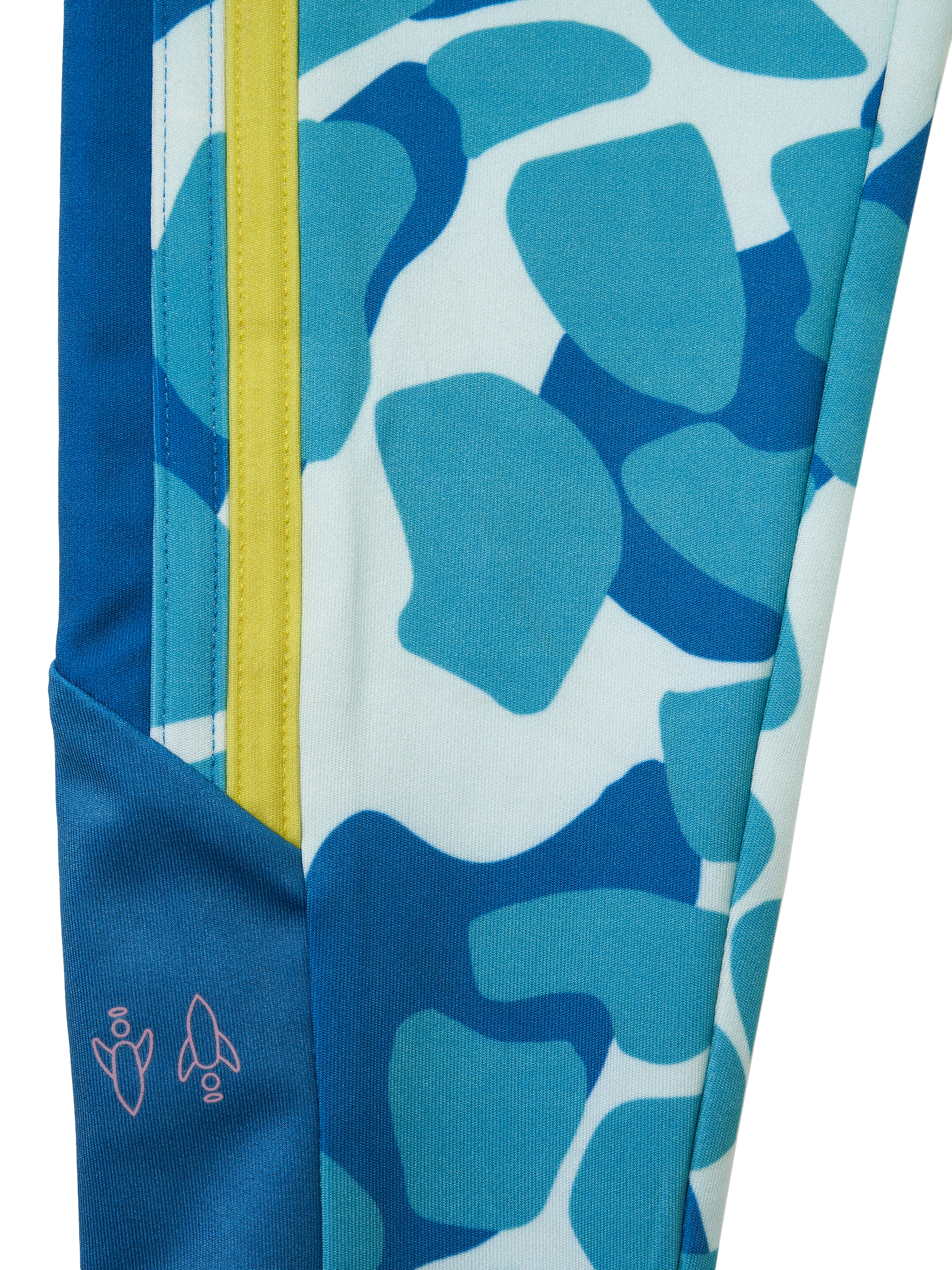 Product image 4 of 5, which shows Angel & Rocket Kids' Abstract Print Sports Leggings, Blue, 3 years