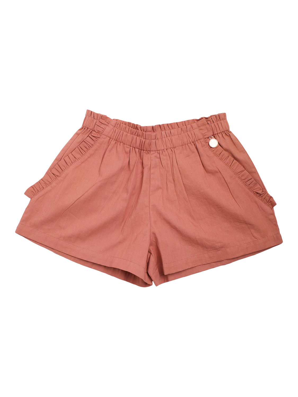 Product image 1 of 3, which shows Angel & Rocket Kids' Jojo Cotton Frill Shorts, Pink, 3 years