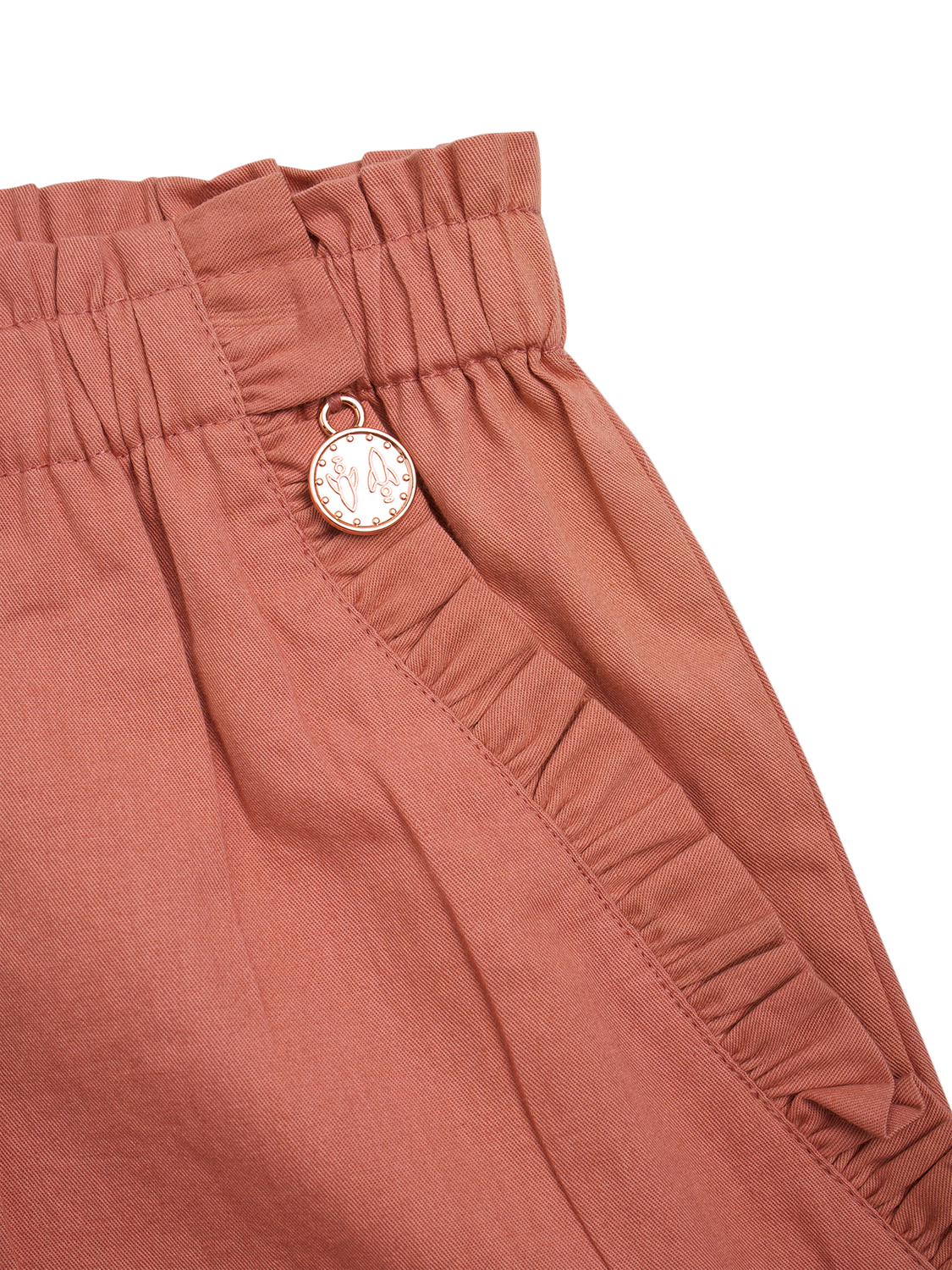Product image 3 of 3, which shows Angel & Rocket Kids' Jojo Cotton Frill Shorts, Pink, 3 years