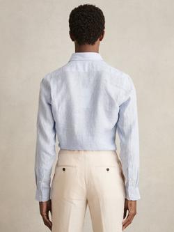 Reiss Ruban Linen Regular Fit Shirt, Soft Blue/White - view 2, Soft Blue/White