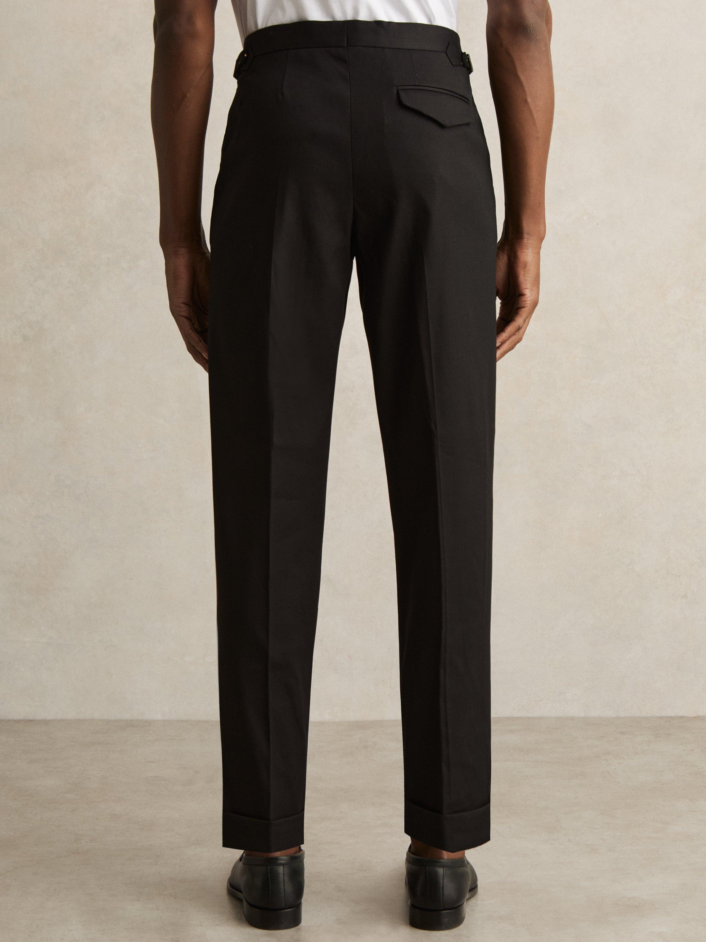 Product image 2 of 5, which shows Reiss Cantwell Cotton Blend Trousers, Black, 32R