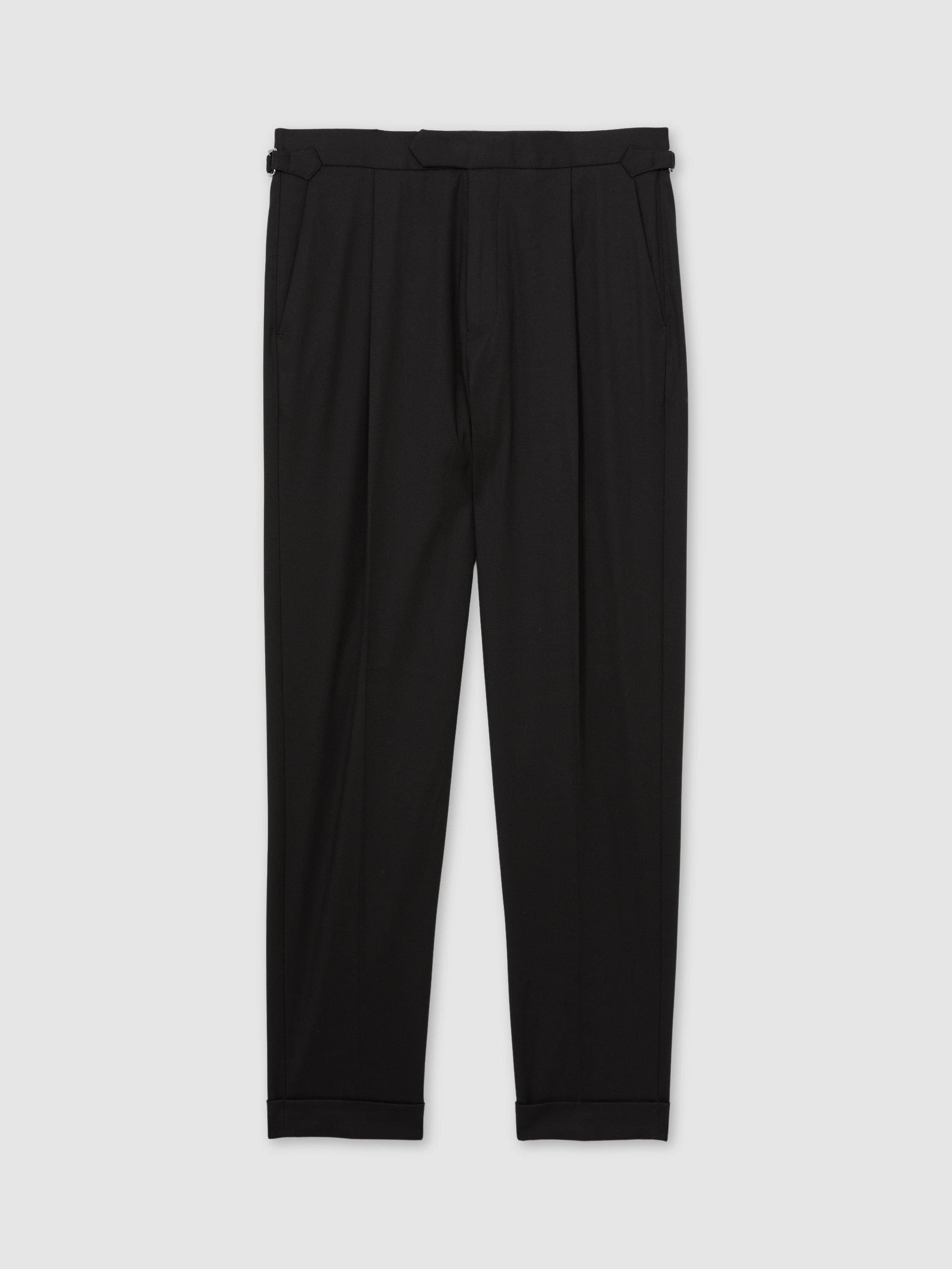 Product image 4 of 5, which shows Reiss Cantwell Cotton Blend Trousers, Black, 32R