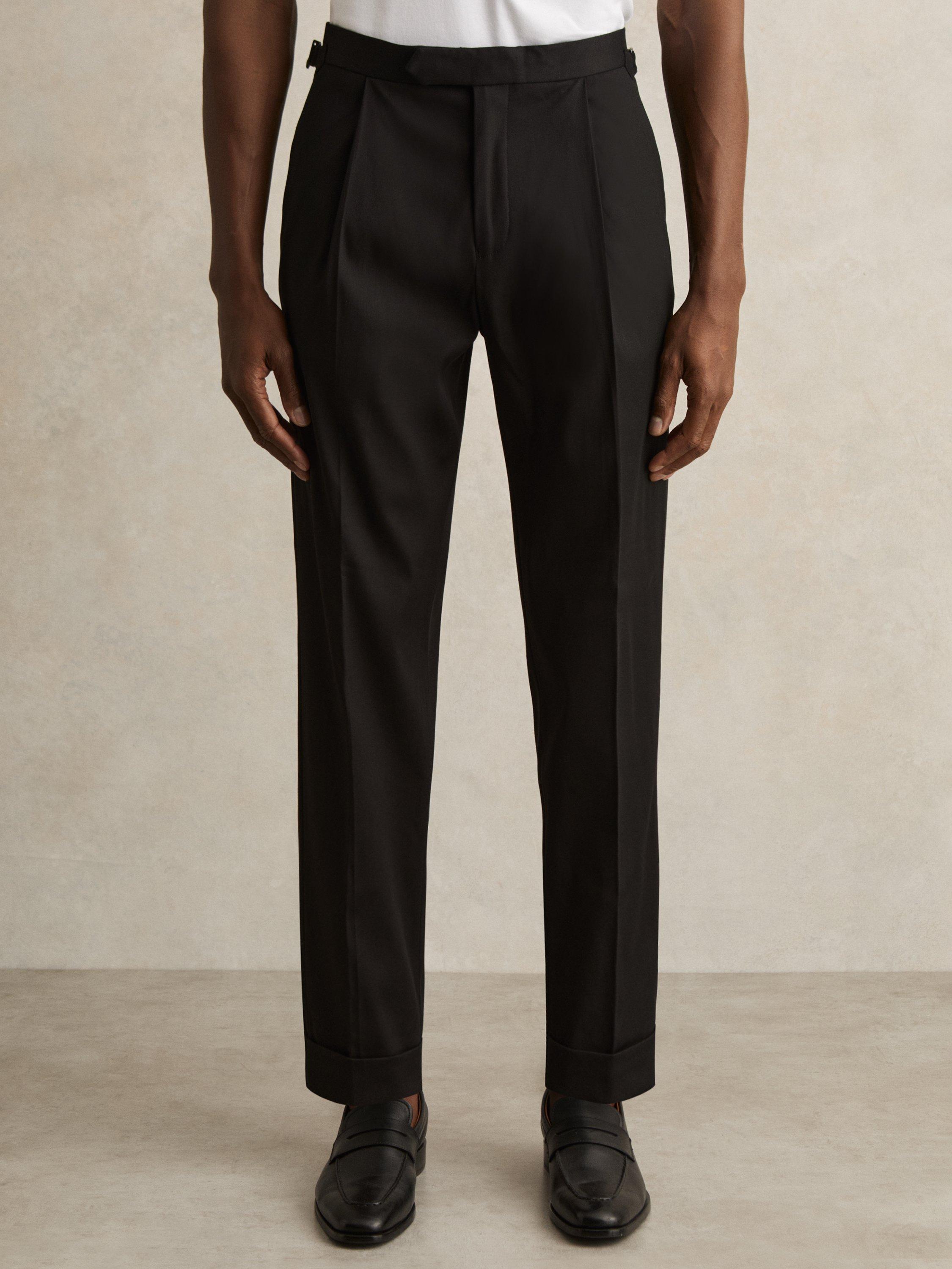 Product image 5 of 5, which shows Reiss Cantwell Cotton Blend Trousers, Black, 32R