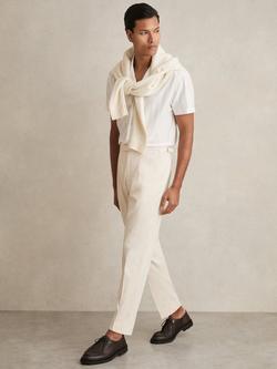 Reiss Cantwell Cotton Blend Trousers, Stone, Stone