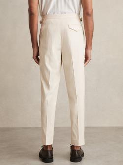 Reiss Cantwell Cotton Blend Trousers, Stone - view 2, Stone