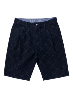 DENHAM Sasuke Cotton Pleated Shorts, Blue Dark, Blue Dark