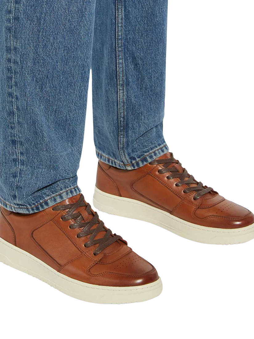 Product image 2 of 6, which shows Dune London Til Leather Round Toe Lace Up Trainers, Tan, EU40