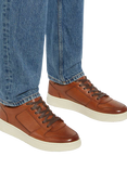 Dune London Til Leather Round Toe Lace Up Trainers, Tan
