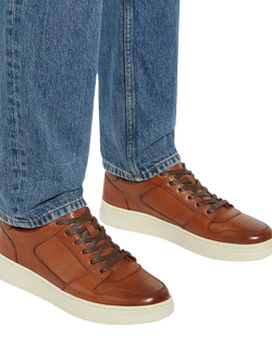 Dune London Til Leather Round Toe Lace Up Trainers, Tan - view 2, Tan