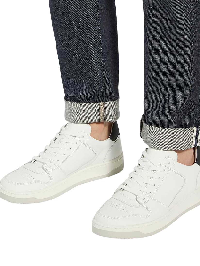 Product image 2 of 6, which shows Dune London Til Leather Round Toe Lace Up Trainers, White, EU40