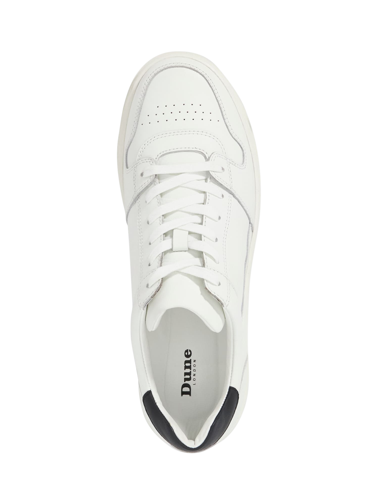 Product image 5 of 6, which shows Dune London Til Leather Round Toe Lace Up Trainers, White, EU40