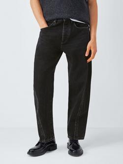 Kin Barrel Leg Front Seam Denim Jeans, Black, Black