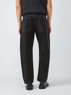 Kin Barrel Leg Front Seam Denim Jeans, Black - view 2, Black