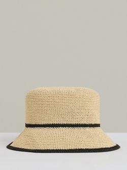 Reiss Edith Stripe Straw Hat, Brown, Brown