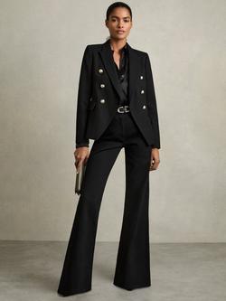 Reiss Petite Tally Double Breasted Wool Blend Jacket, Black, Black