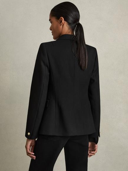 Reiss Petite Tally Double Breasted Wool Blend Jacket, Black - view 2, Black