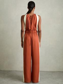 Reiss Inez Side Stripe Wide Leg Jumpsuit, Orange - view 2, Orange