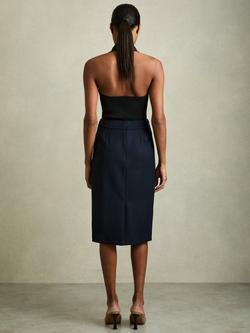 Reiss Petite Gabi Midi Skirt, Navy - view 2, Navy