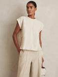 Reiss Soleya Linen Blend Tie Back Top, Cream