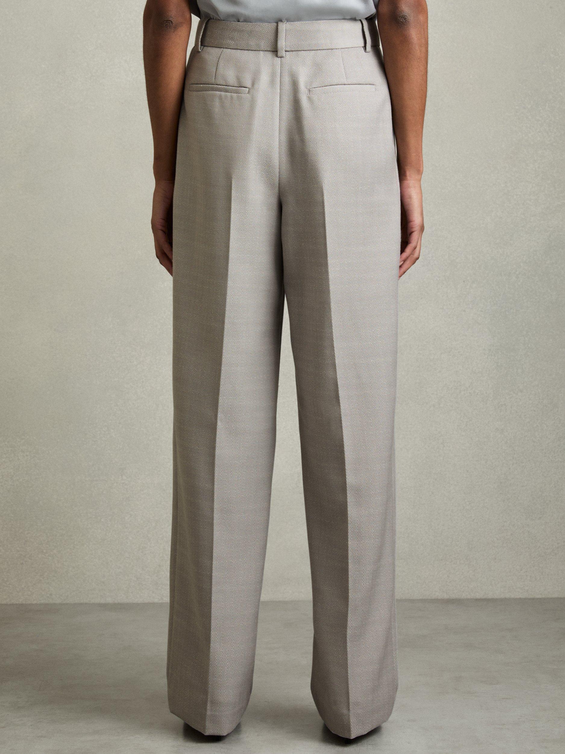 Product image 2 of 5, which shows Reiss Petite Harper Wool Blend Wide Leg Trousers, Grey, 6Pt