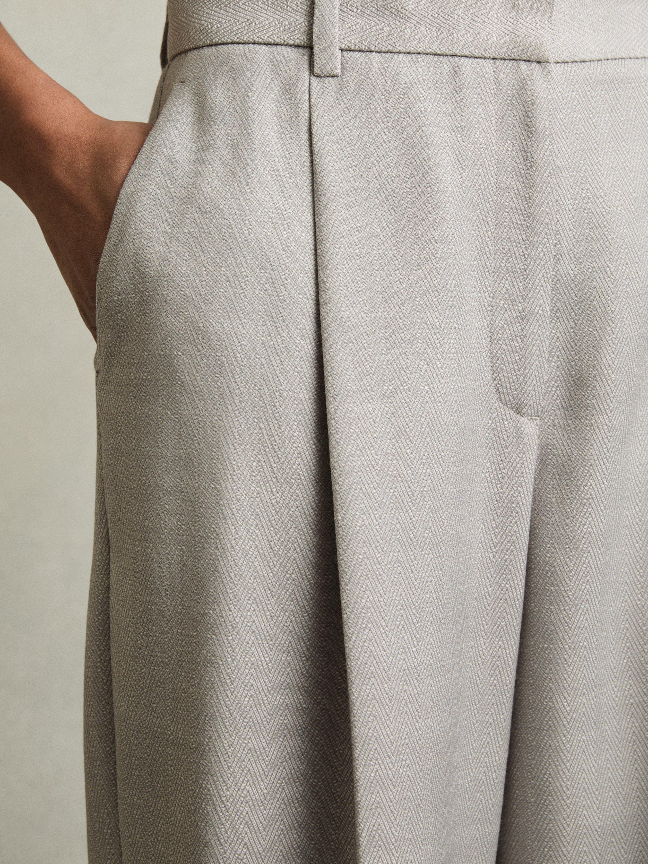 Product image 5 of 5, which shows Reiss Petite Harper Wool Blend Wide Leg Trousers, Grey, 6Pt