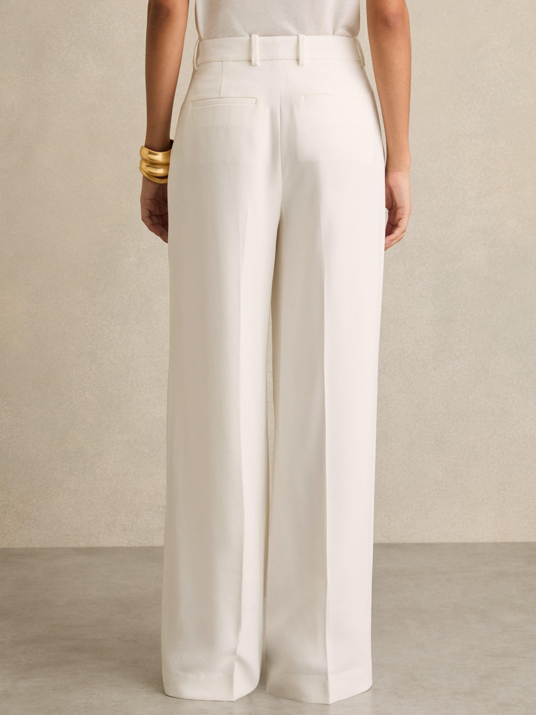 Product image 2 of 5, which shows Reiss Sierra Wide Leg Trousers, White, 8R