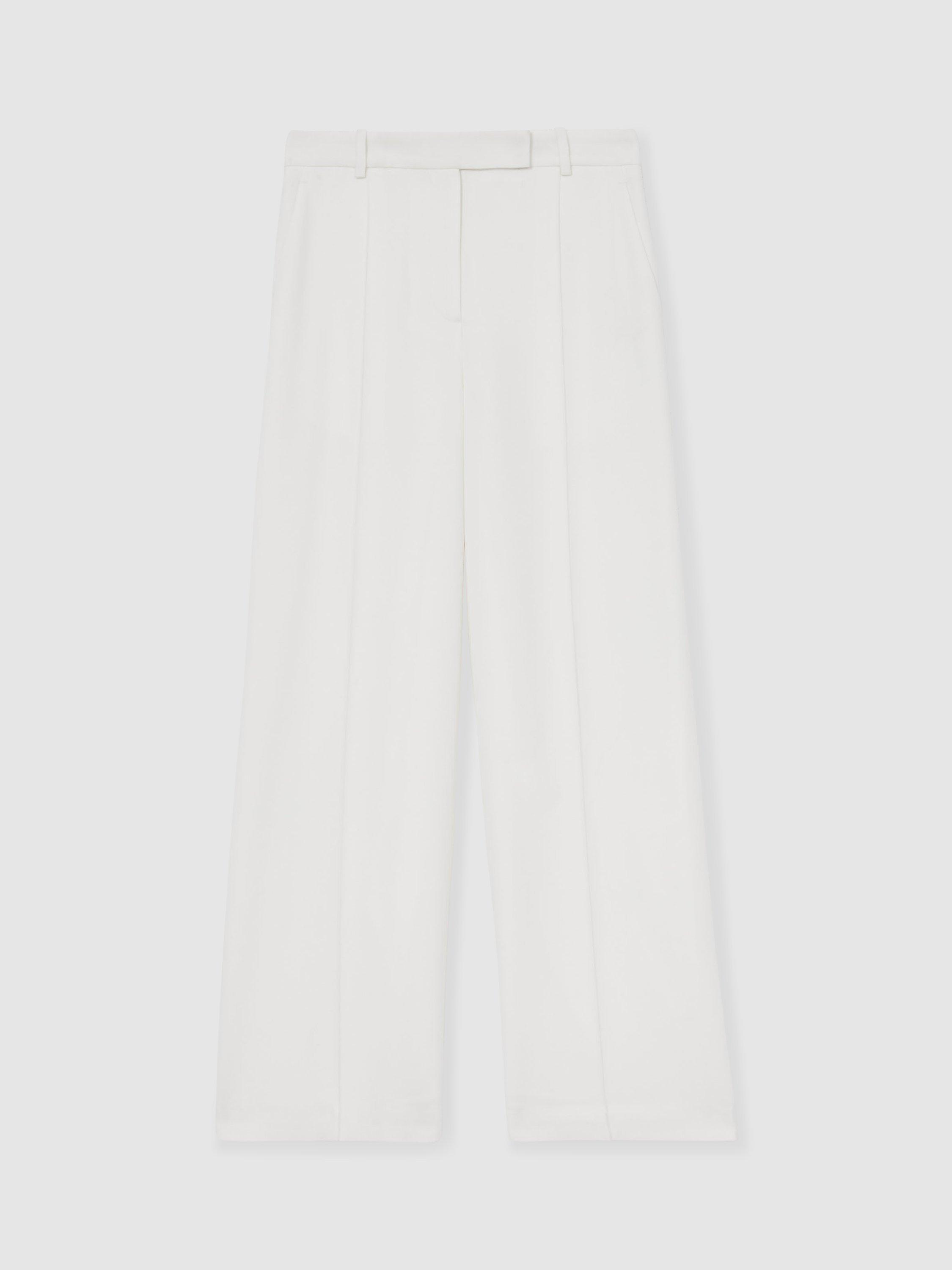 Product image 3 of 5, which shows Reiss Sierra Wide Leg Trousers, White, 8R