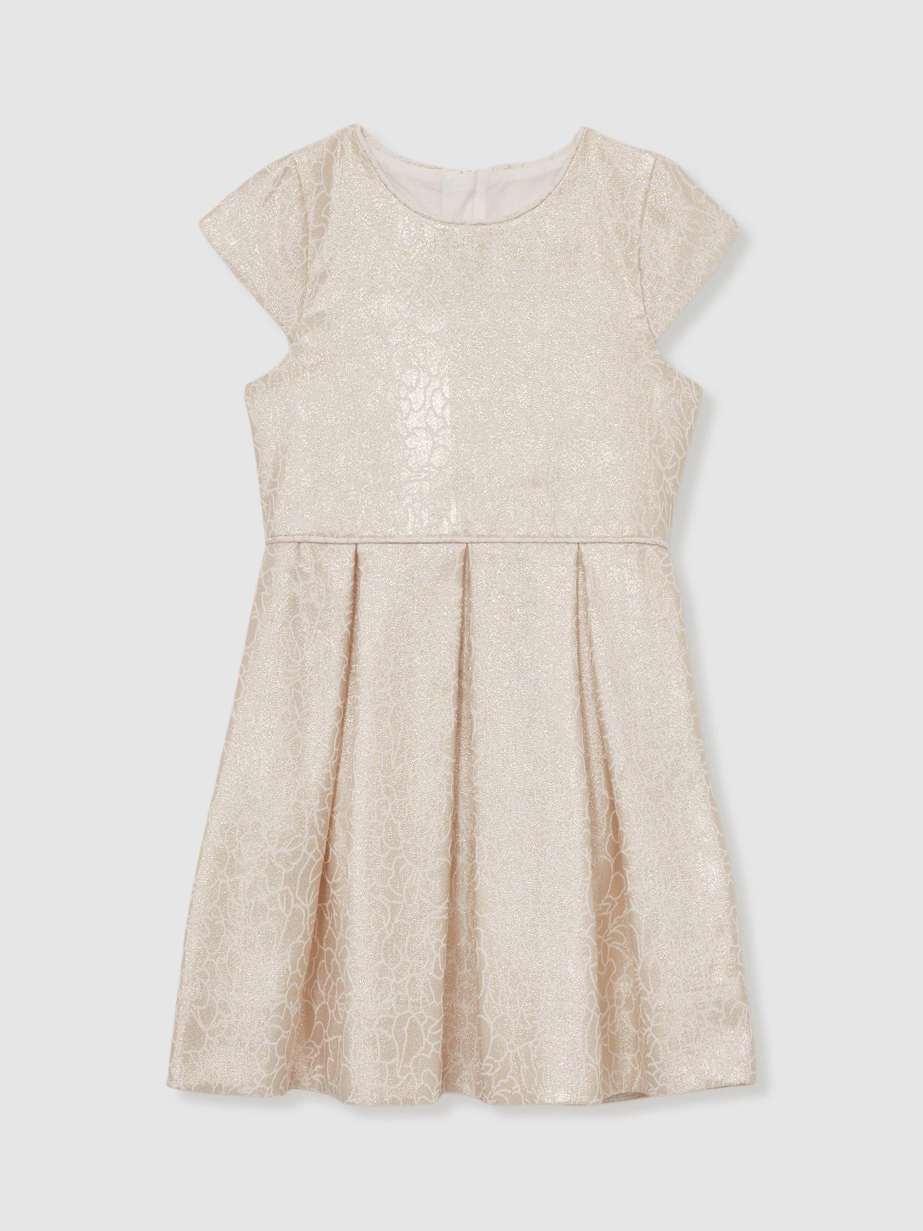 Product image 2 of 4, which shows Reiss Kids' Nia Cap Sleeve Flared Dress, Ivory, 4-5 years