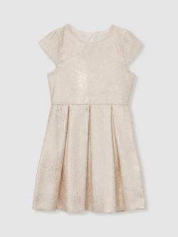 Reiss Kids' Nia Cap Sleeve Flared Dress, Ivory - view 2, Ivory