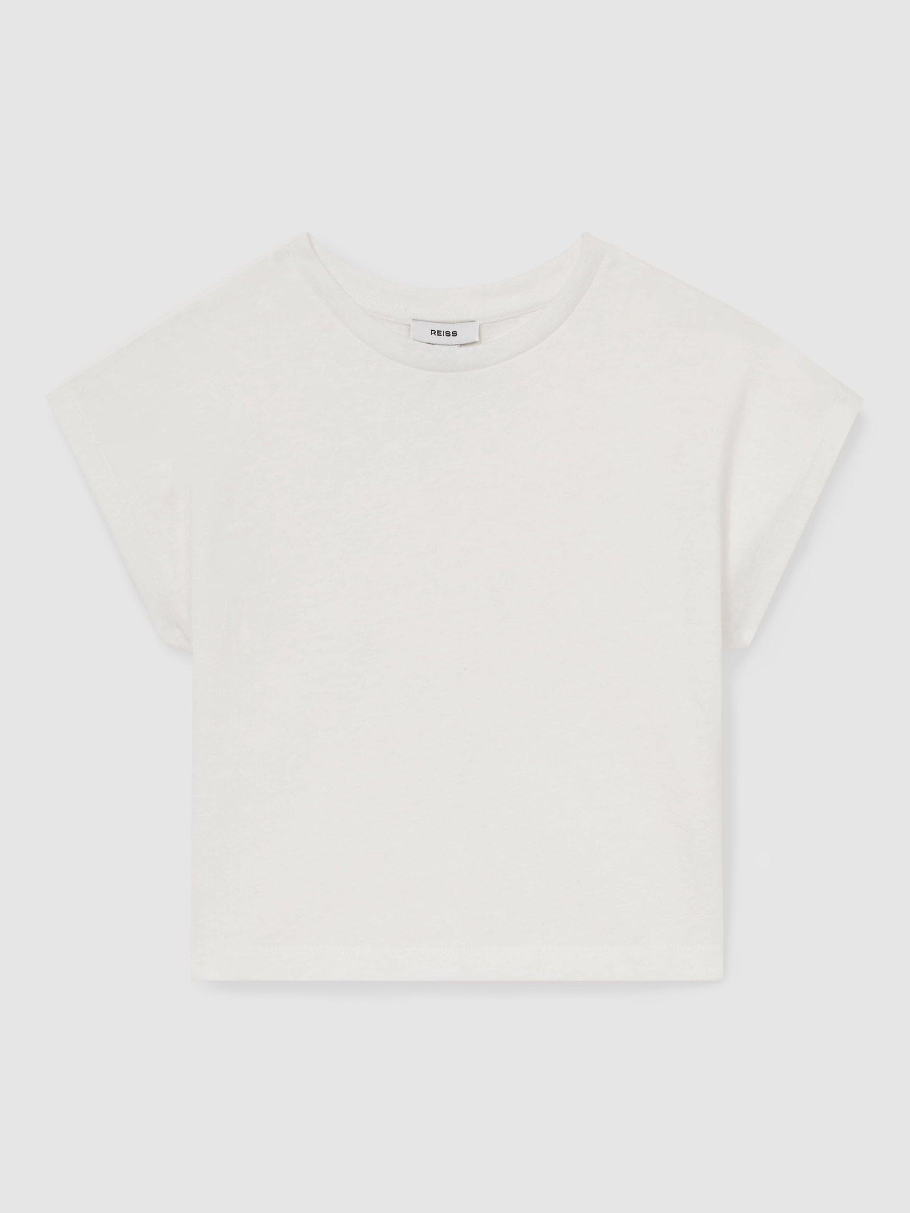 Product image 1 of 4, which shows Reiss Kids' Marah Cotton Blend T-Shirt, Ivory, 4-5 years