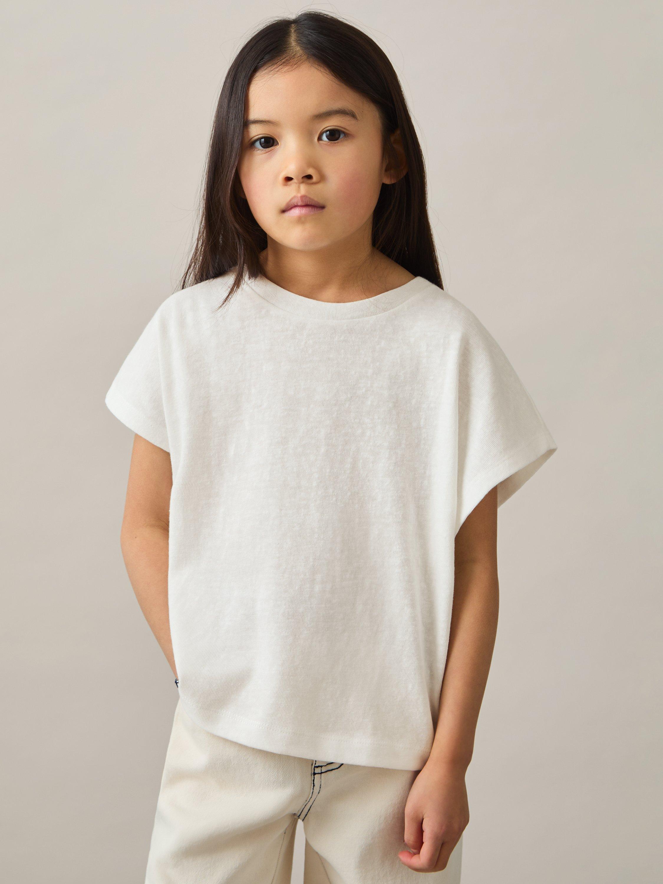 Product image 2 of 4, which shows Reiss Kids' Marah Cotton Blend T-Shirt, Ivory, 4-5 years