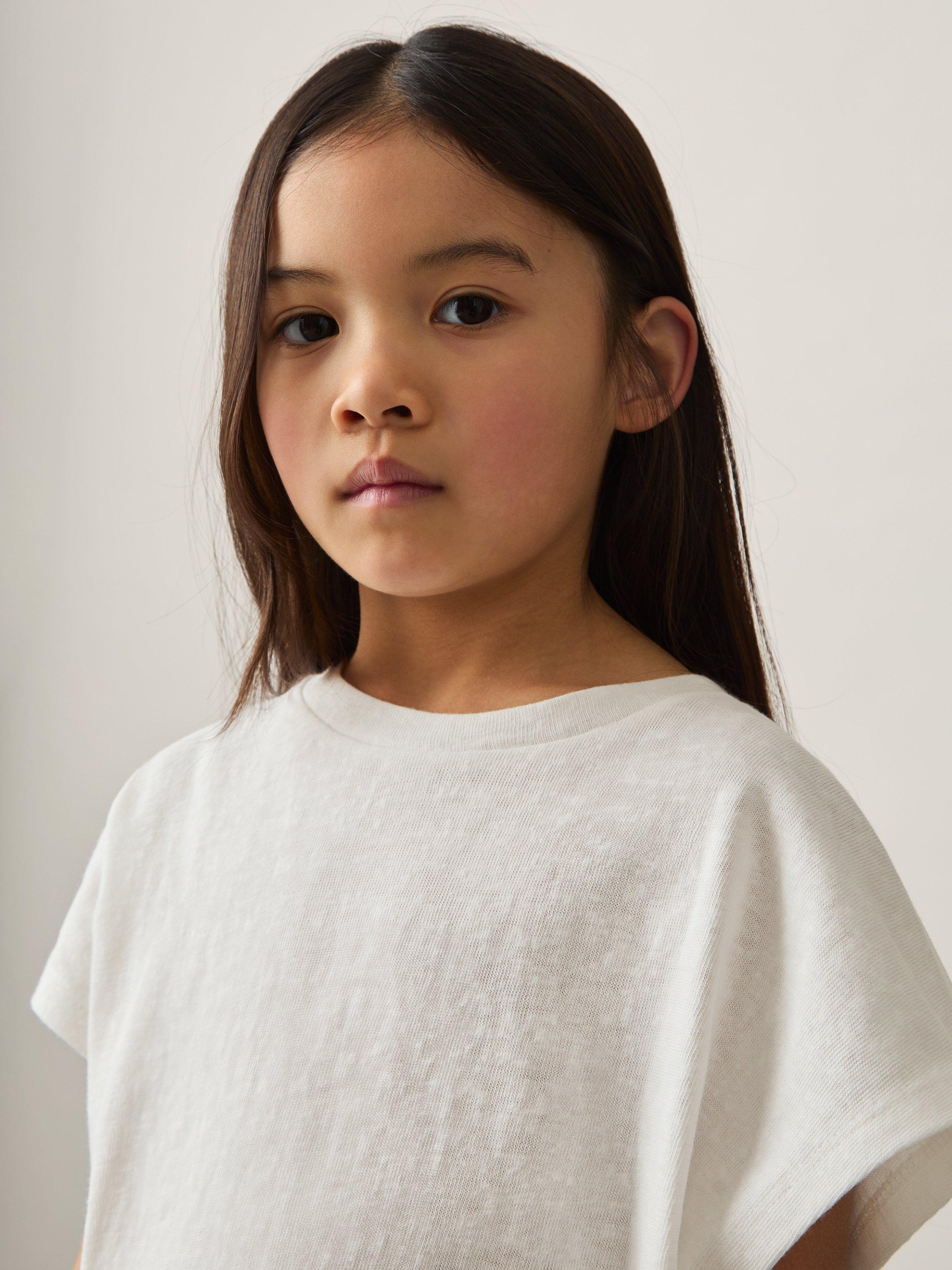 Product image 3 of 4, which shows Reiss Kids' Marah Cotton Blend T-Shirt, Ivory, 4-5 years