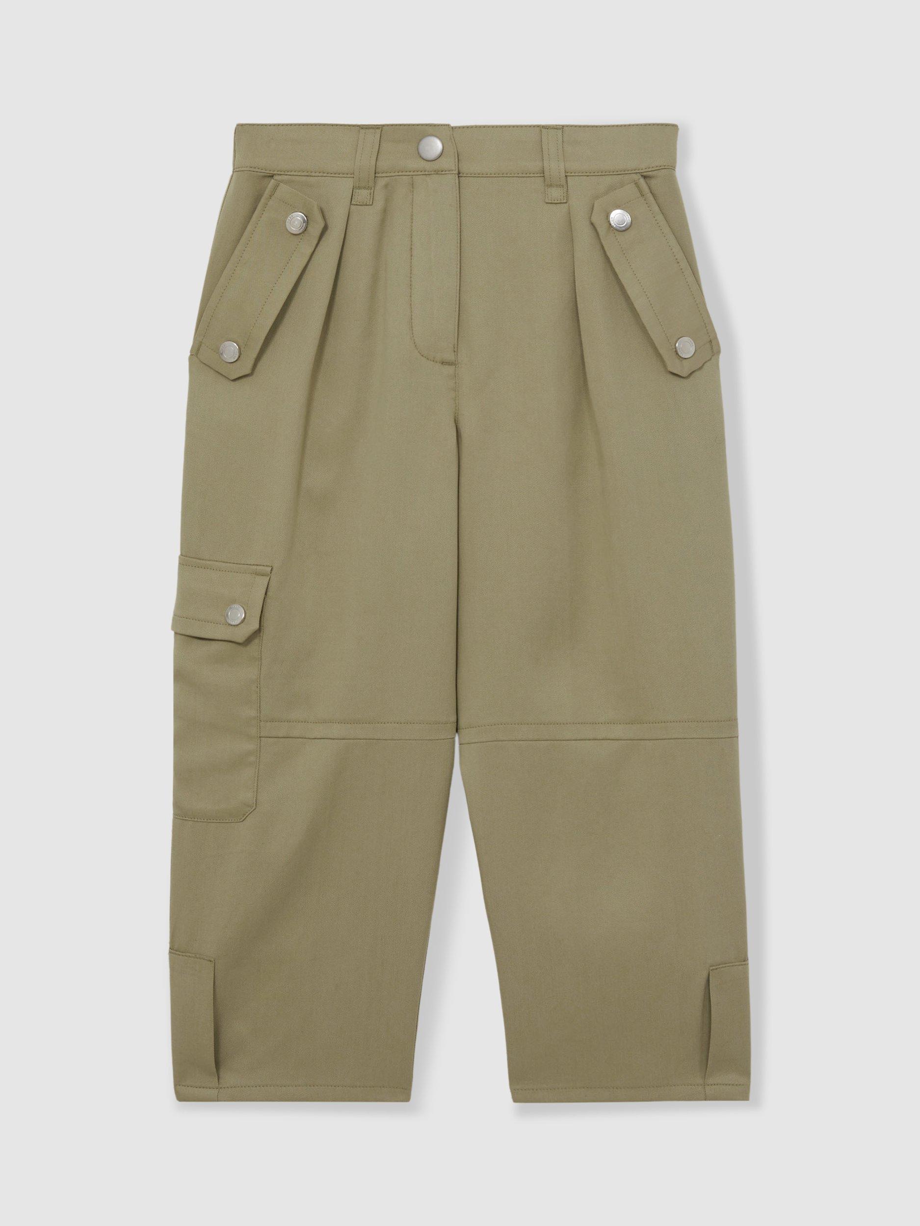Product image 1 of 4, which shows Reiss Kids' Cleaton Cargo Trousers, Khaki, 4-5 years