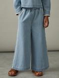 Reiss Kids' Dean Chambray Relaxed Trousers, Light Blue