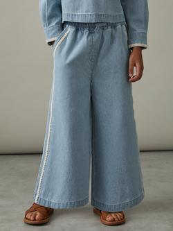 Reiss Kids' Dean Chambray Relaxed Trousers, Light Blue, Light Blue