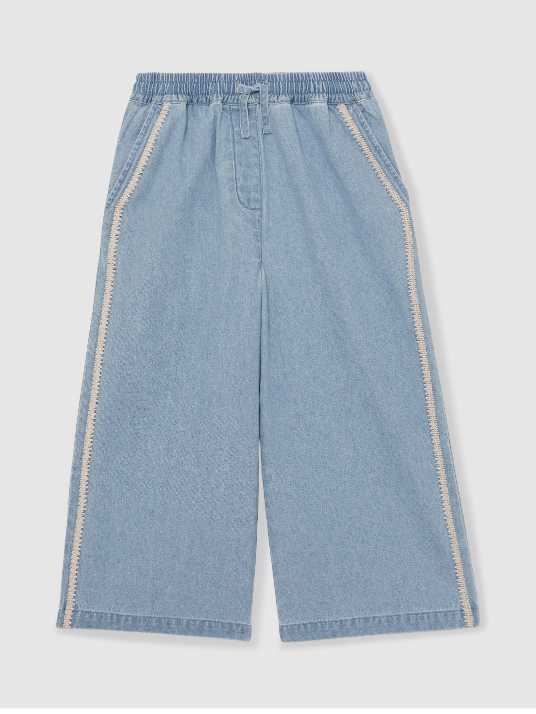 Product image 2 of 4, which shows Reiss Kids' Dean Chambray Relaxed Trousers, Light Blue, 4-5 years