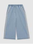 Reiss Kids' Dean Chambray Relaxed Trousers, Light Blue