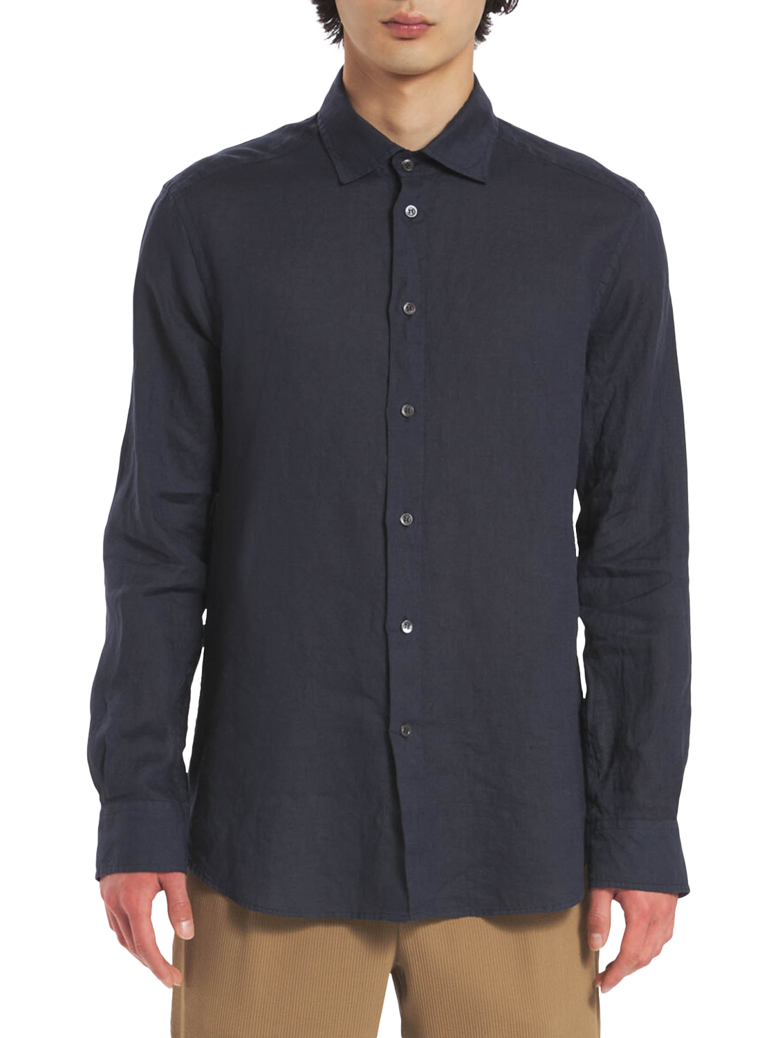 Product image 1 of 4, which shows Barena Surian Linen Shirt, Navy, M