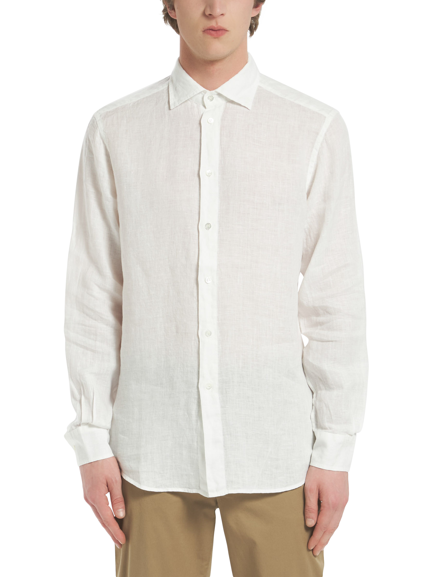 Product image 1 of 4, which shows Barena Surian Linen Shirt, Bianco, S