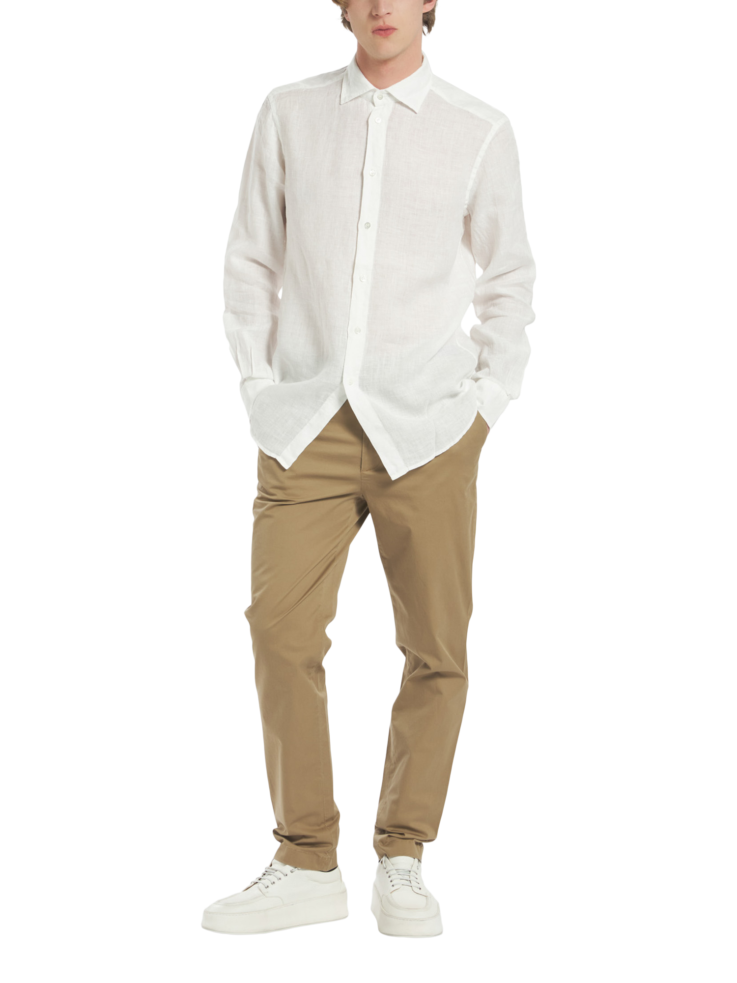 Product image 4 of 4, which shows Barena Surian Linen Shirt, Bianco, S
