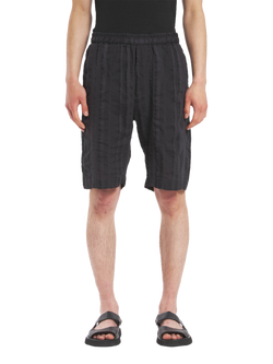 Barena Cana Linen Cotton Stripe Jogger Shorts, Grafite, Grafite