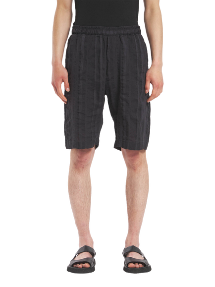 Barena Cana Linen Cotton Stripe Jogger Shorts, Grafite, Grafite