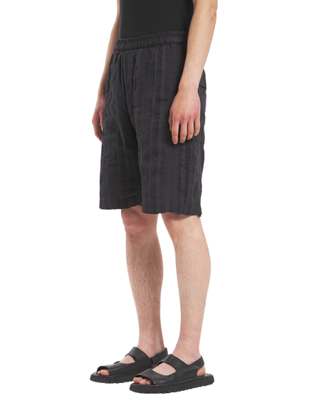 Barena Cana Linen Cotton Stripe Jogger Shorts, Grafite - view 2, Grafite