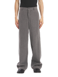 Bareno Cavea Linen Blend Wide Leg Trousers, Grigo