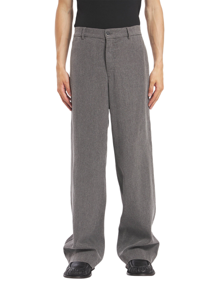 Bareno Cavea Linen Blend Wide Leg Trousers, Grigo, Grigio