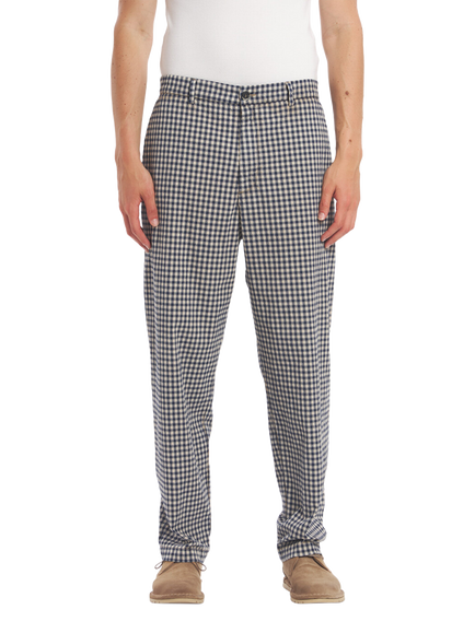 Barena Canasta Check Chino Trousers, Navy, Navy