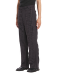 Barena Delfo Linen Cotton Crinkle Stripe Wide Leg Trousers, Grafite