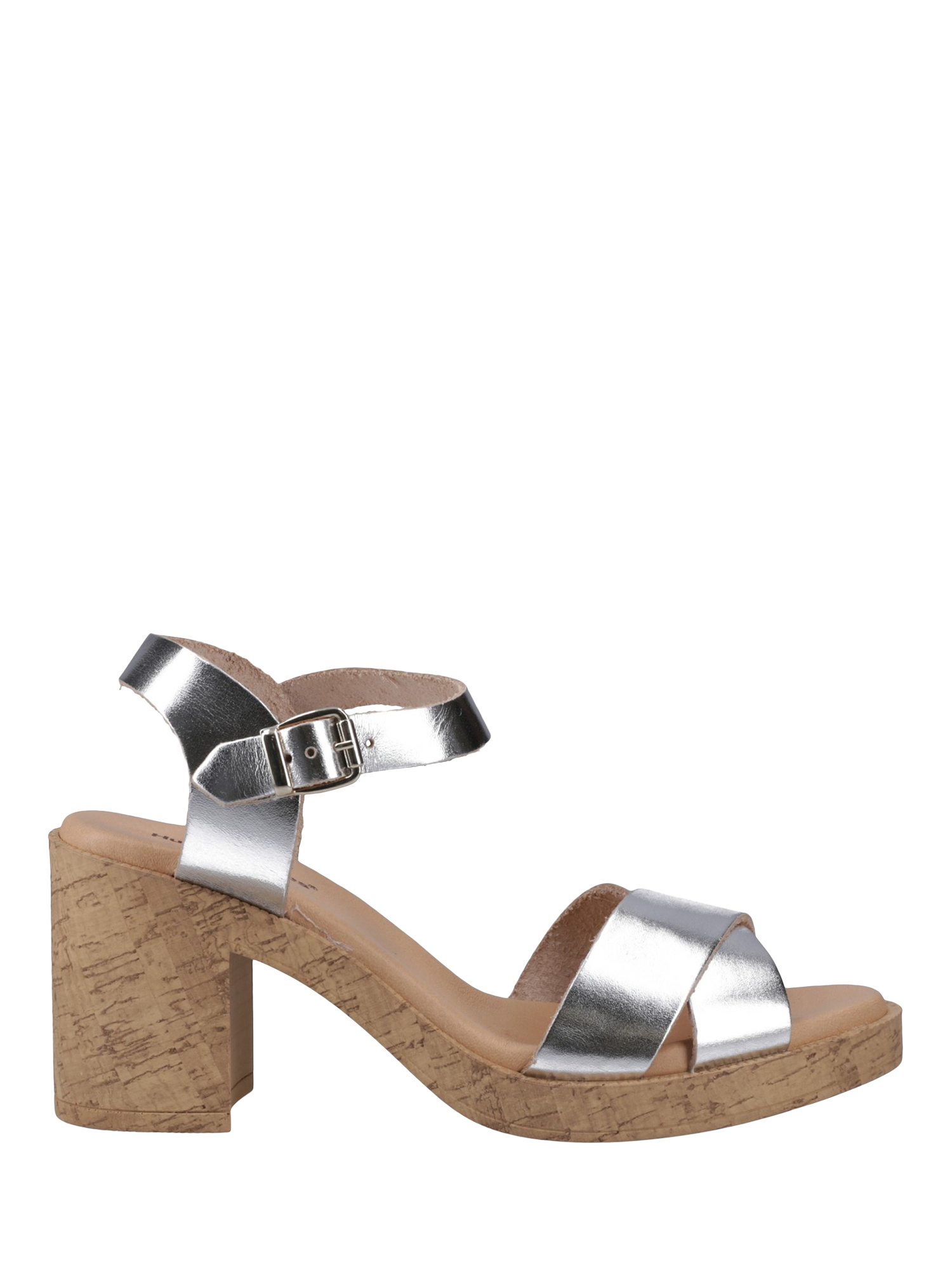 Hush Puppies Georgia Leather Block Heel Sandals, Silver